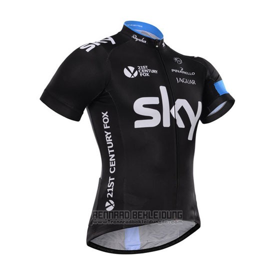 2015 Fahrradbekleidung Sky Azurblau und Shwarz Trikot Kurzarm und Tragerhose